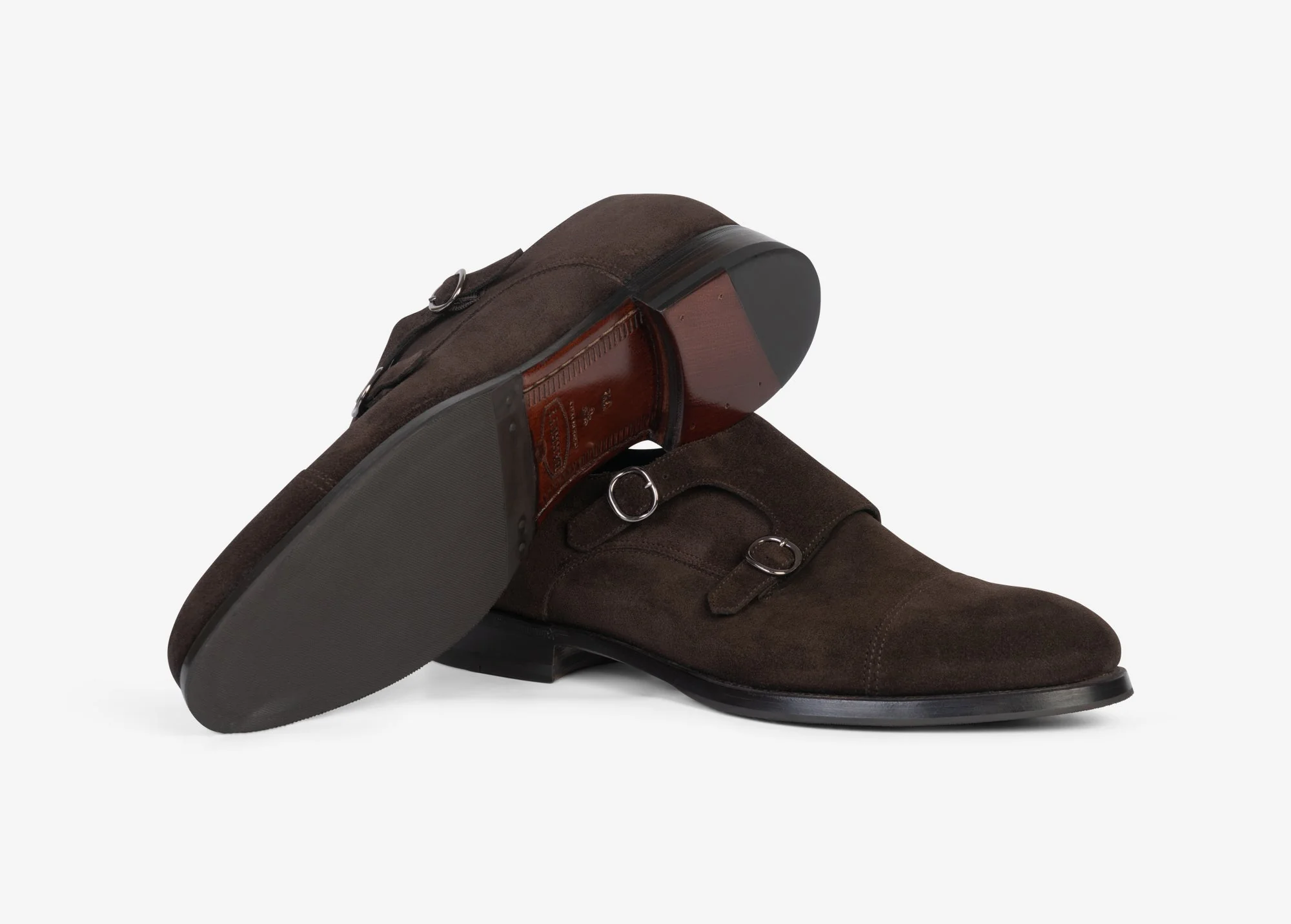 Doppia fibbia in suede marrone - Image 4
