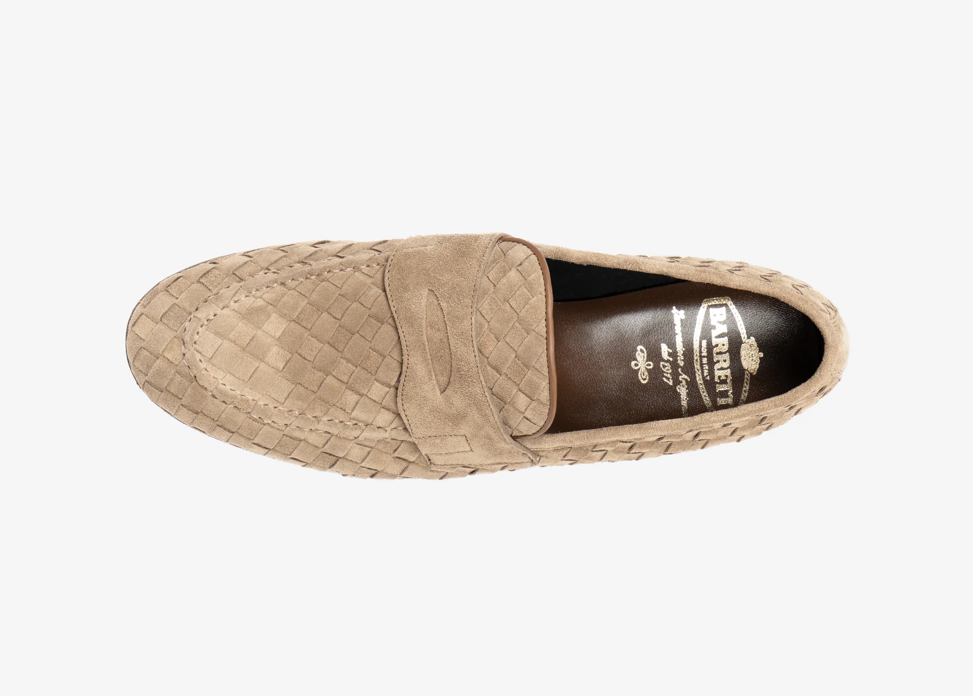 Mocassino con mascherina in suede intrecciato beige - Image 3