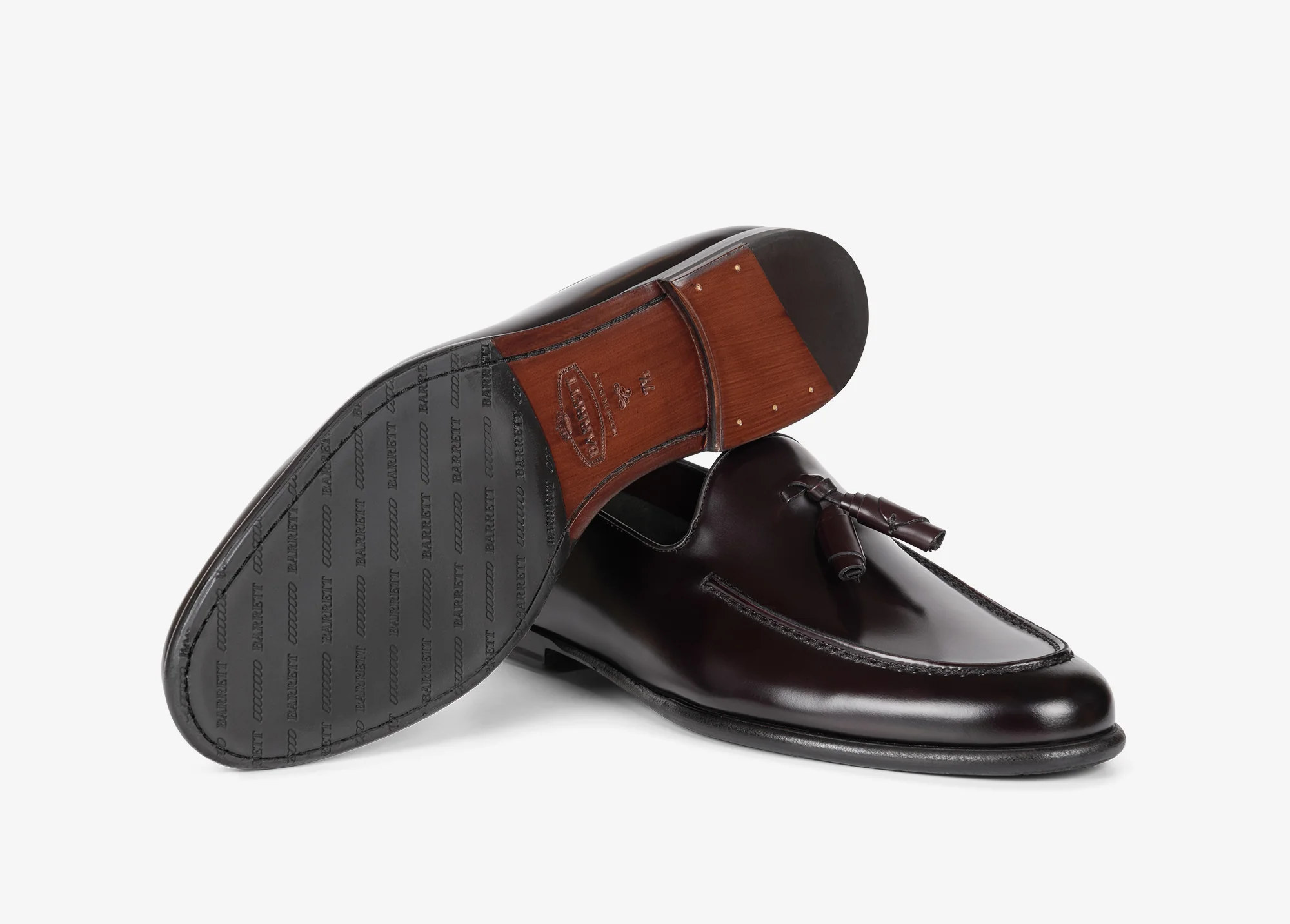 Mocassino con nappine in pelle spazzolata bordeaux - Image 4