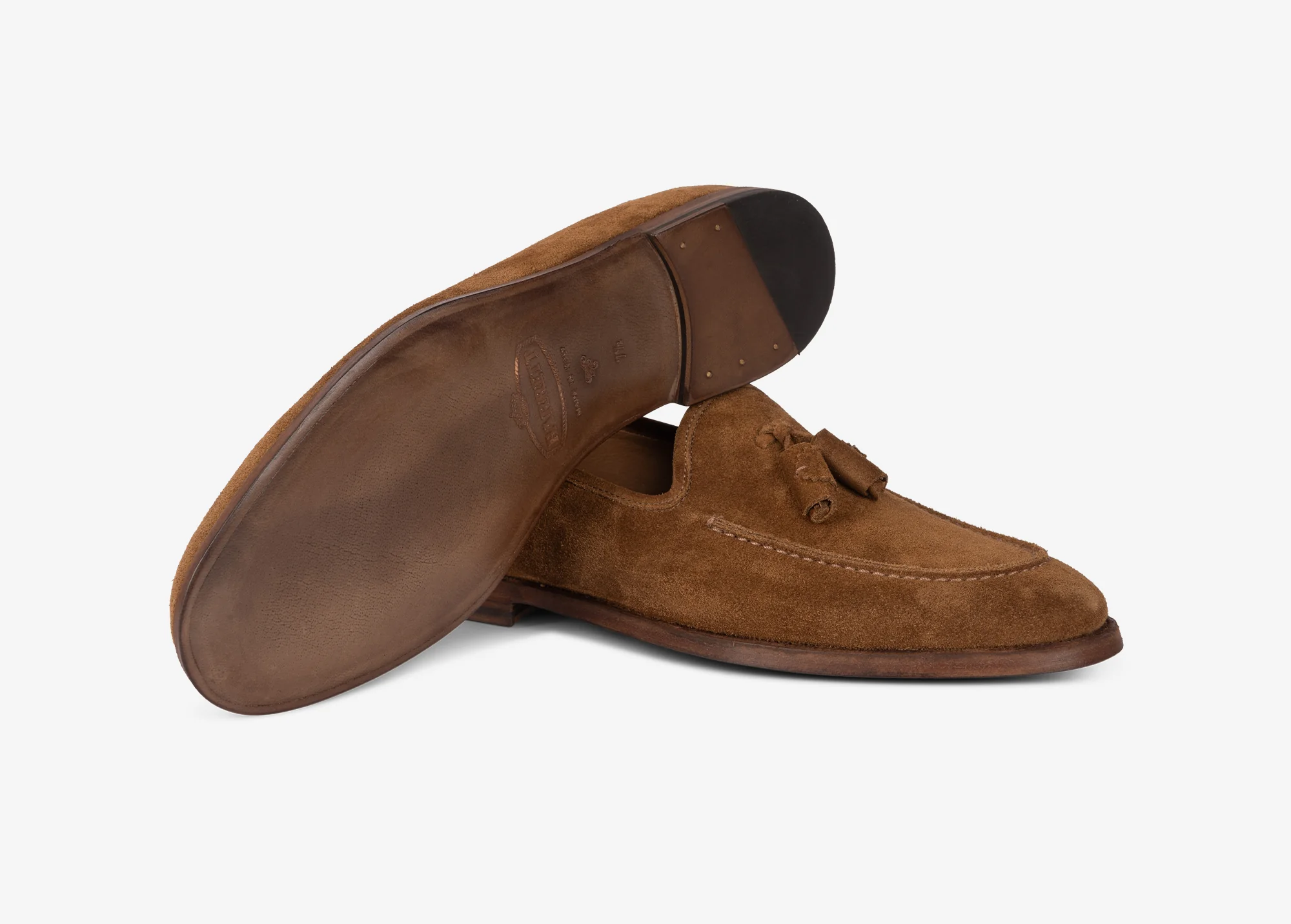 Mocassino con nappine in suede marrone - Image 3